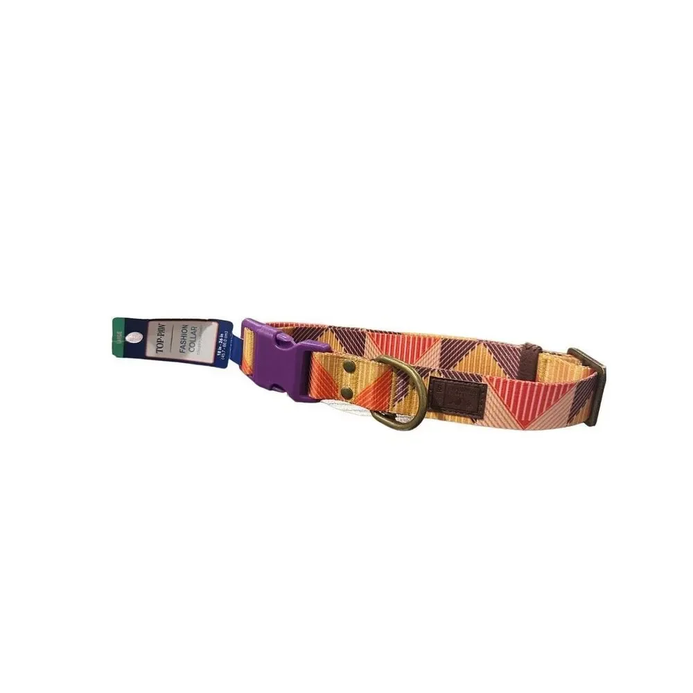 Top Paw Geometric Purple Pink Yellow Fashion Dog Collar XS, SM, Medium, Large‎